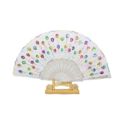 Eco-Friendly Plastic Folding Hand Fan with ROMANCE Style for Promotional Activities in 21cm/23cm/26.5cm/33cm Sizes and 100 Pcs MOQ