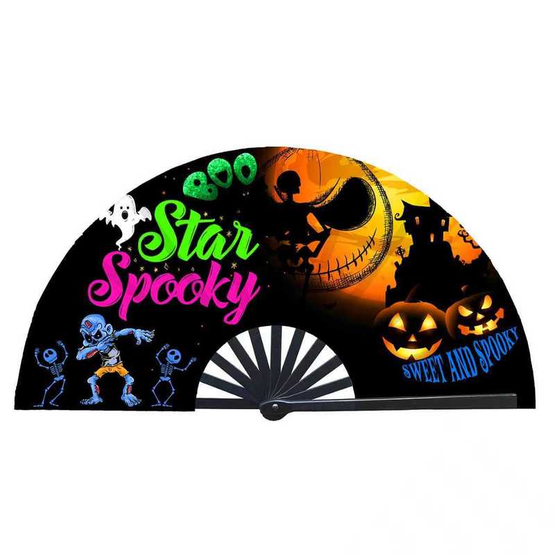 Portable 13-Inch Painted Bamboo Hand Fan for Holiday Decoration and Home Decor